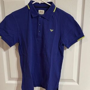 Armani Junior Blue/purplish Polo with Yellow/green Details
